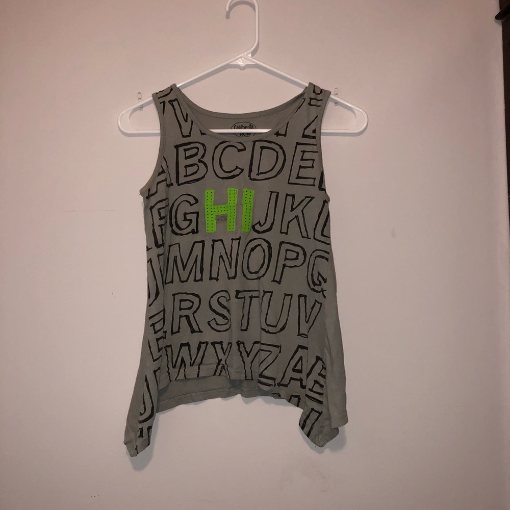 A gray kids tank top